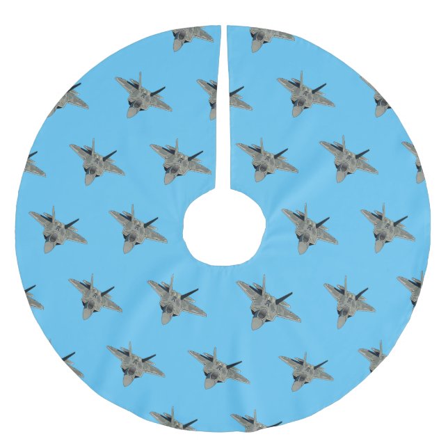 Fighter aircraft cartoon illustration brushed polyester tree skirt (Front)