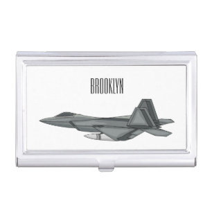 Fighter aircraft cartoon illustration business card case