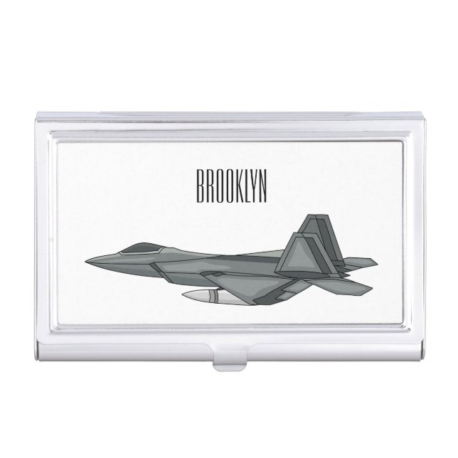 Fighter aircraft cartoon illustration business card case (Front)