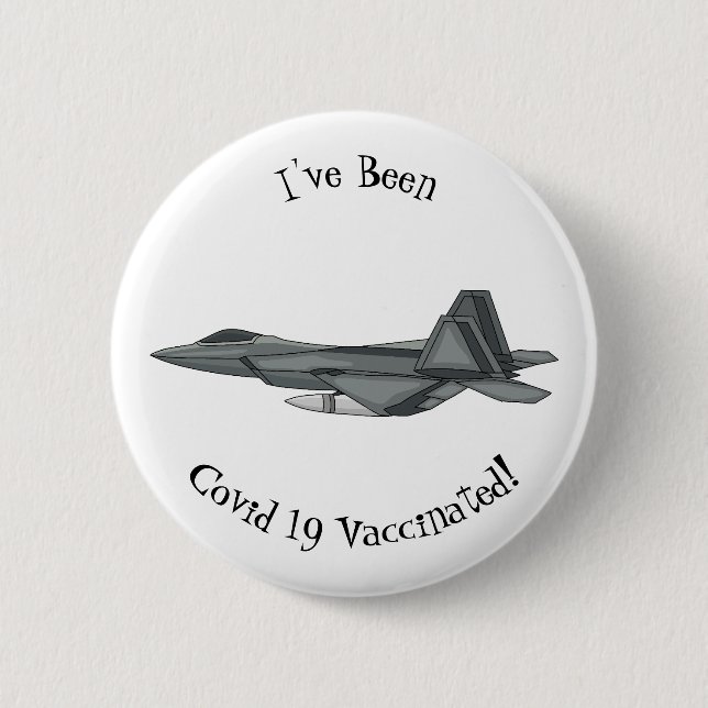 Fighter aircraft cartoon illustration button (Front)