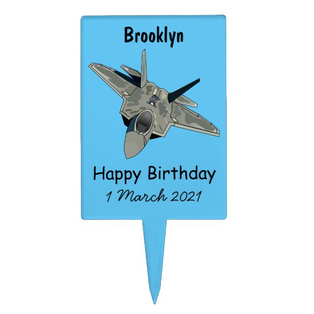 Fighter aircraft cartoon illustration cake topper (Front)