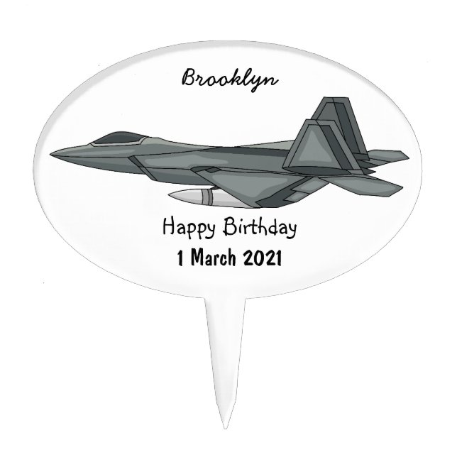 Fighter aircraft cartoon illustration cake topper (Front)