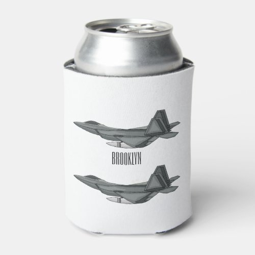 Fighter aircraft cartoon illustration can cooler