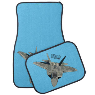Fighter aircraft cartoon illustration car floor mat