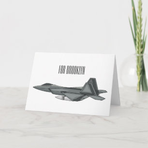 Fighter aircraft cartoon illustration card