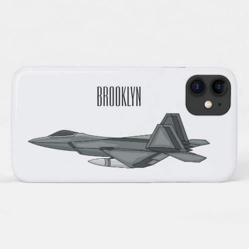 Fighter aircraft cartoon illustration iPhone 11 case