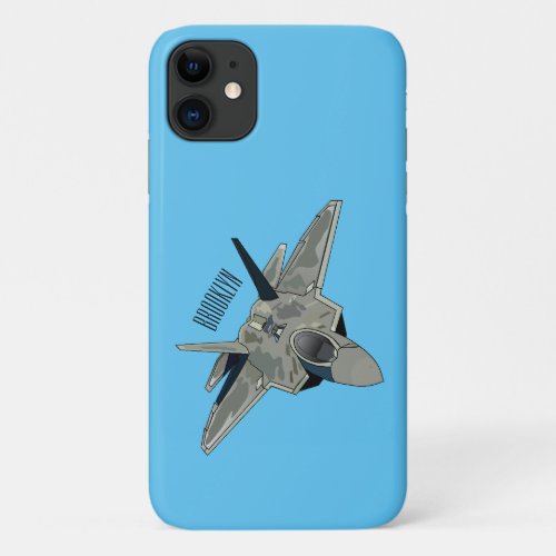 Fighter aircraft cartoon illustration iPhone 11 case