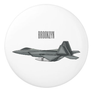 Fighter aircraft cartoon illustration ceramic knob