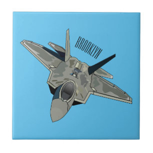 Fighter aircraft cartoon illustration ceramic tile