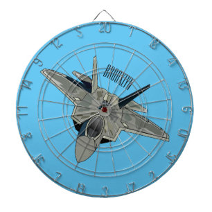 Fighter aircraft cartoon illustration dart board