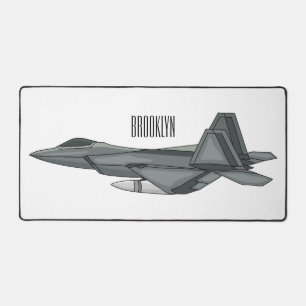 Fighter aircraft cartoon illustration desk mat