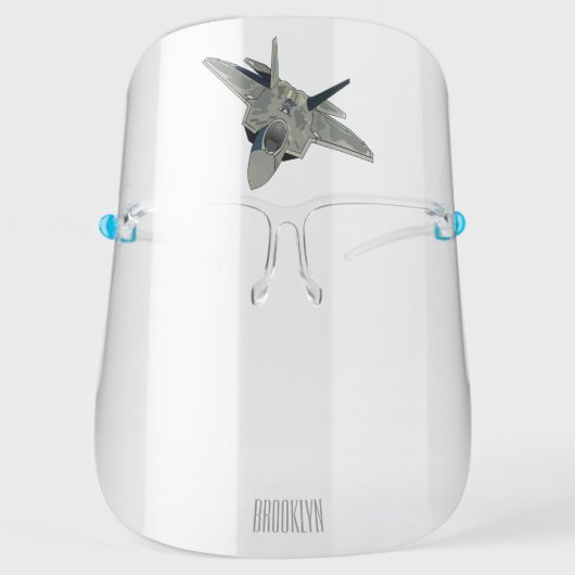 Fighter aircraft cartoon illustration face shield (Front)