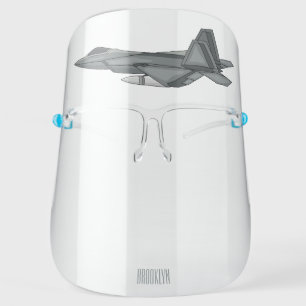 Fighter aircraft cartoon illustration face shield