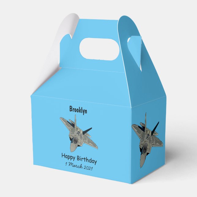 Fighter aircraft cartoon illustration favor boxes (Front Side)