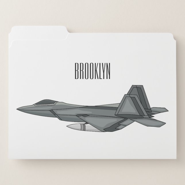 Fighter aircraft cartoon illustration file folder (Front Left)