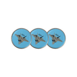 Fighter aircraft cartoon illustration golf ball marker