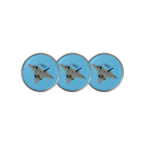 Fighter aircraft cartoon illustration golf ball marker