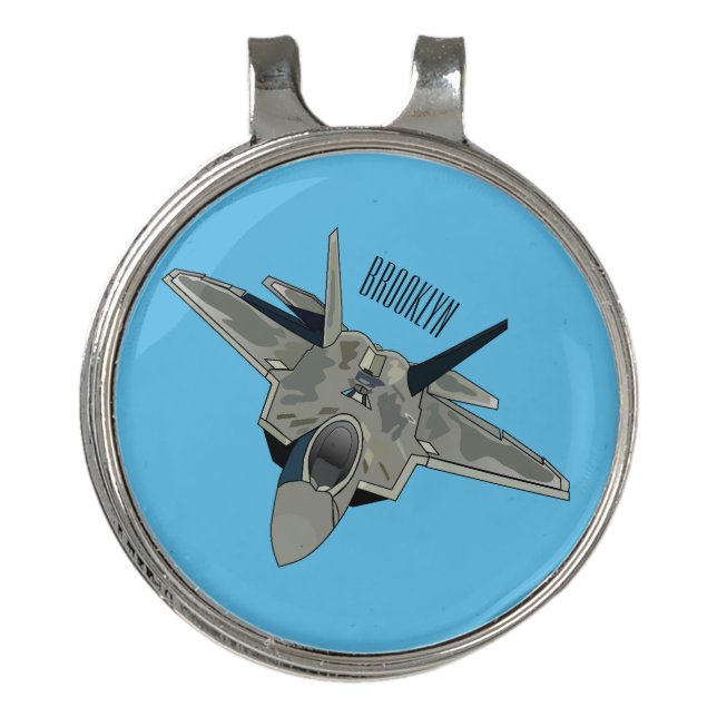 Fighter aircraft cartoon illustration golf hat clip (Front)