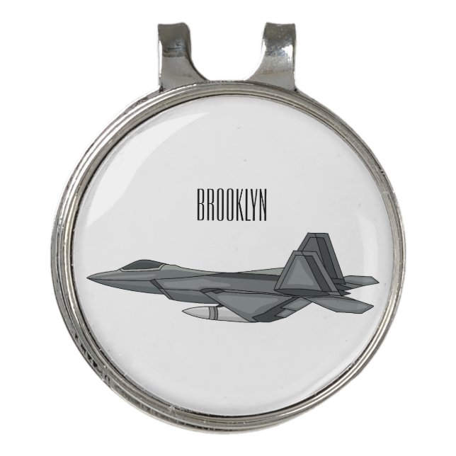 Fighter aircraft cartoon illustration golf hat clip (Front)