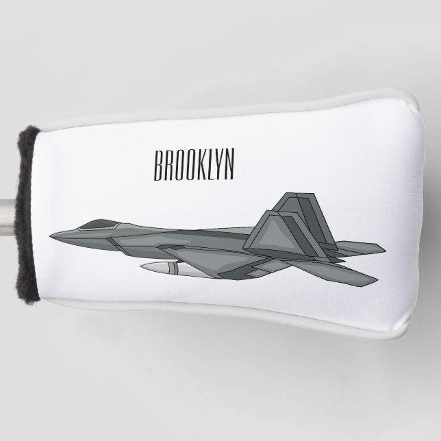 Fighter aircraft cartoon illustration golf head cover (Front)