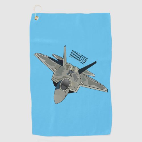 Fighter aircraft cartoon illustration golf towel