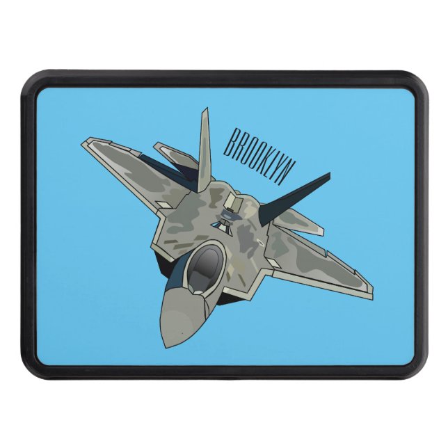 Fighter aircraft cartoon illustration hitch cover (Front)