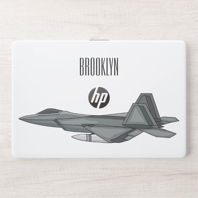 Fighter aircraft cartoon illustration HP laptop skin (Front)