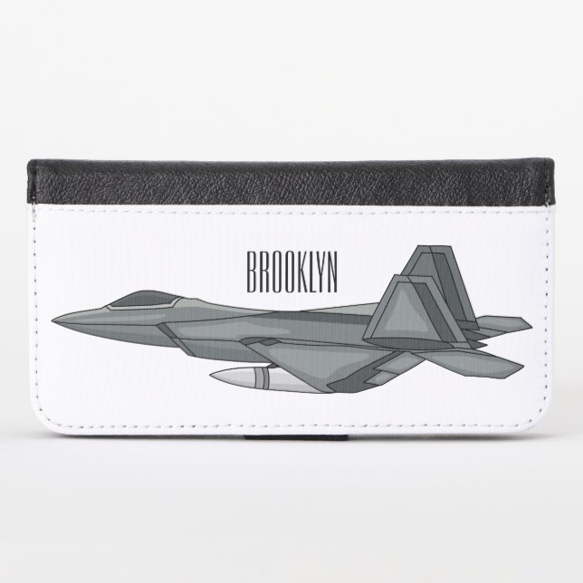 Fighter aircraft cartoon illustration  iPhone wallet case (Front (Horizontal))