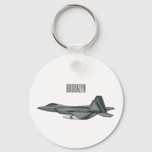 Fighter aircraft cartoon illustration  keychain (Front)
