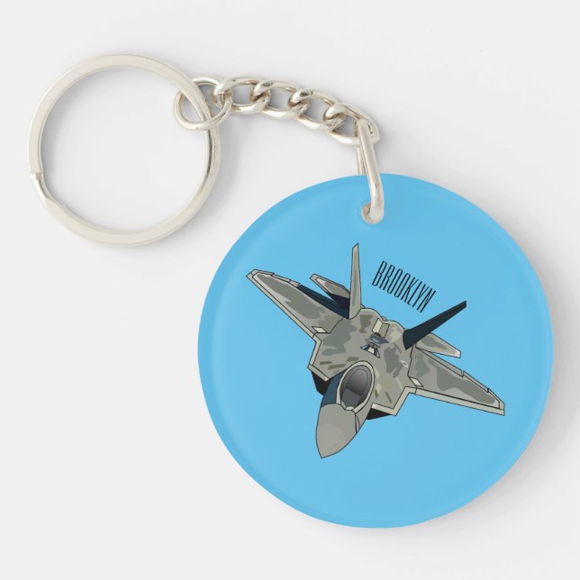 Fighter aircraft cartoon illustration keychain (Front)