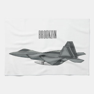 Fighter aircraft cartoon illustration kitchen towel