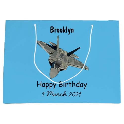 Fighter aircraft cartoon illustration large gift bag