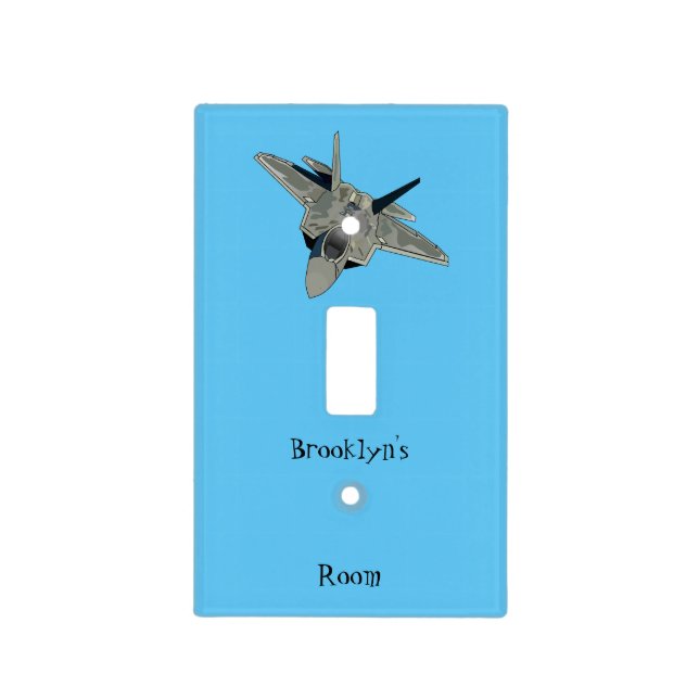 Fighter aircraft cartoon illustration light switch cover (Front)