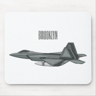 Fighter aircraft cartoon illustration mouse pad