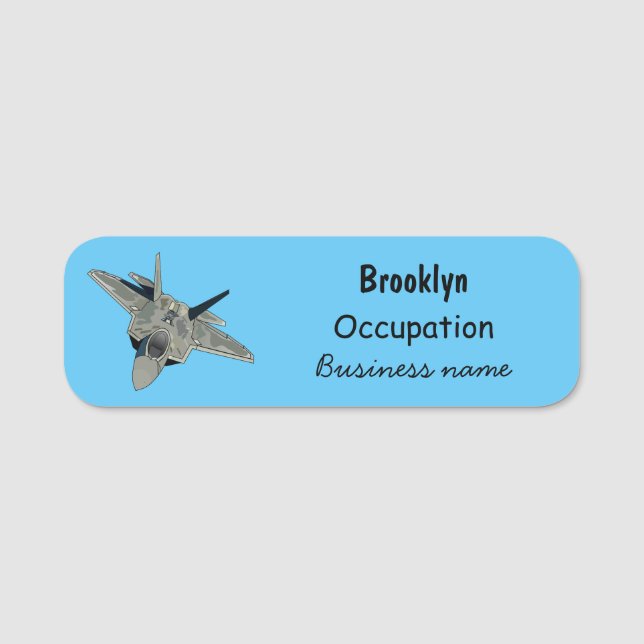 Fighter aircraft cartoon illustration name tag (Front)