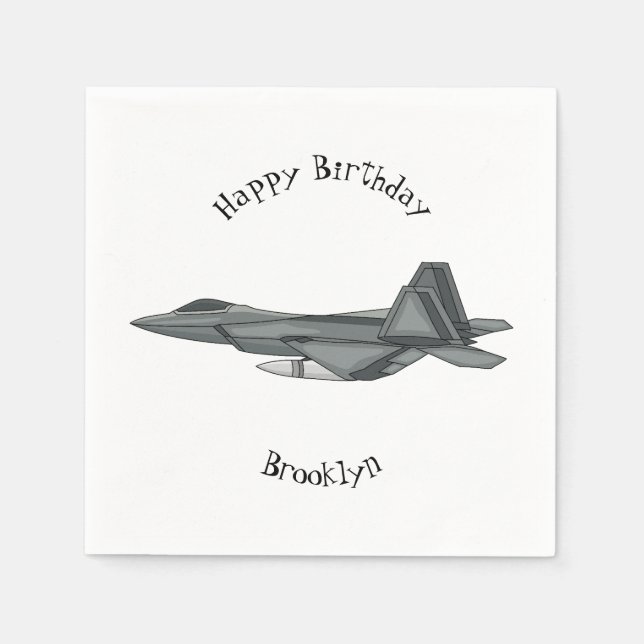 Fighter aircraft cartoon illustration napkins (Front)