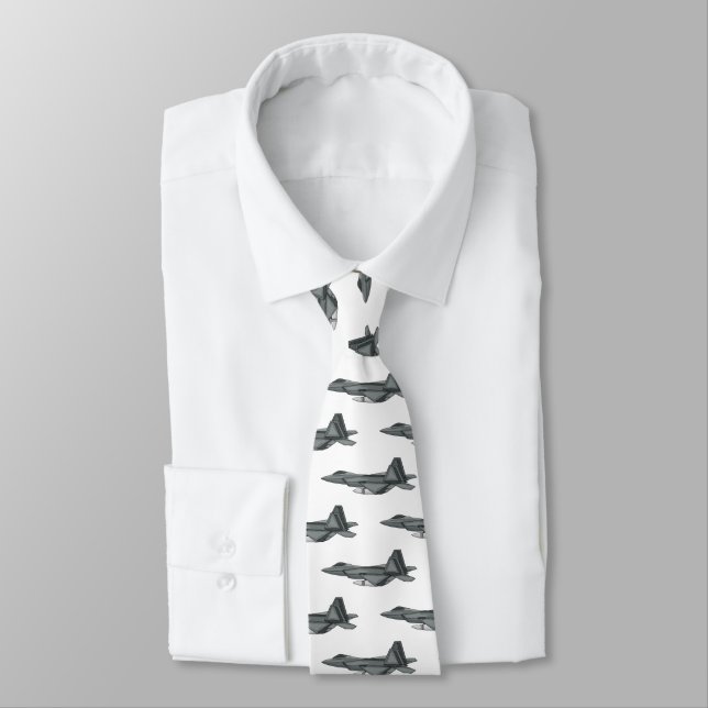 Fighter aircraft cartoon illustration neck tie (Tied)