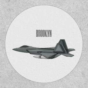 Fighter aircraft cartoon illustration patch