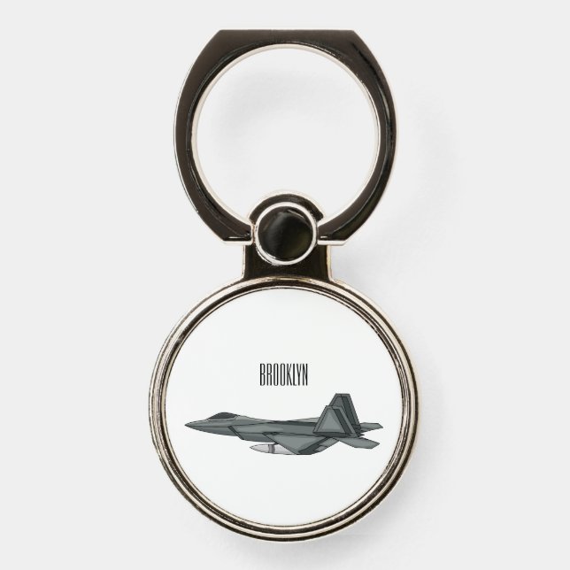 Fighter aircraft cartoon illustration phone ring stand (Front)