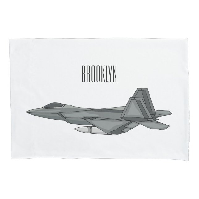 Fighter aircraft cartoon illustration pillow case (Front)
