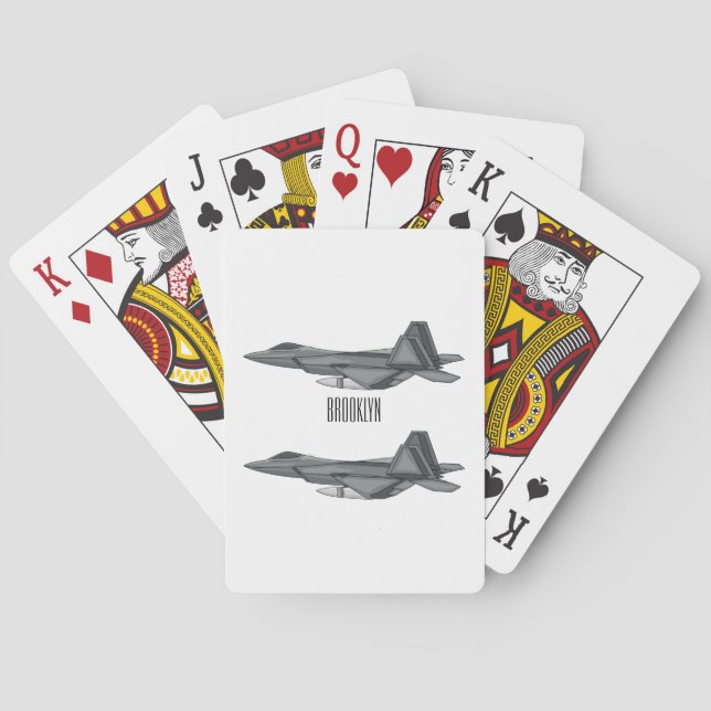 Fighter aircraft cartoon illustration poker cards (Back)