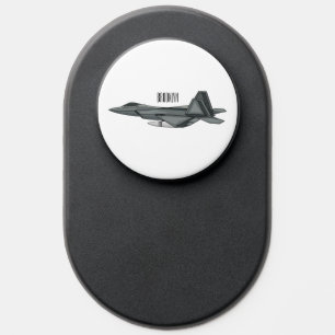 Fighter aircraft cartoon illustration PopSocket