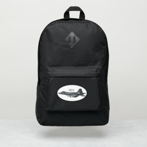 Fighter aircraft cartoon illustration port authority backpack