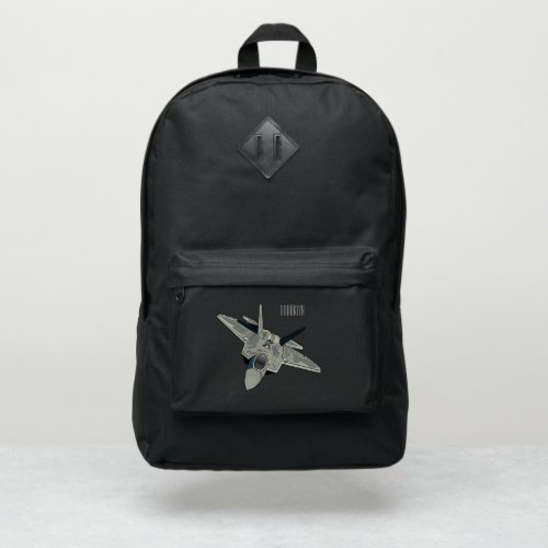 Fighter aircraft cartoon illustration port authority backpack