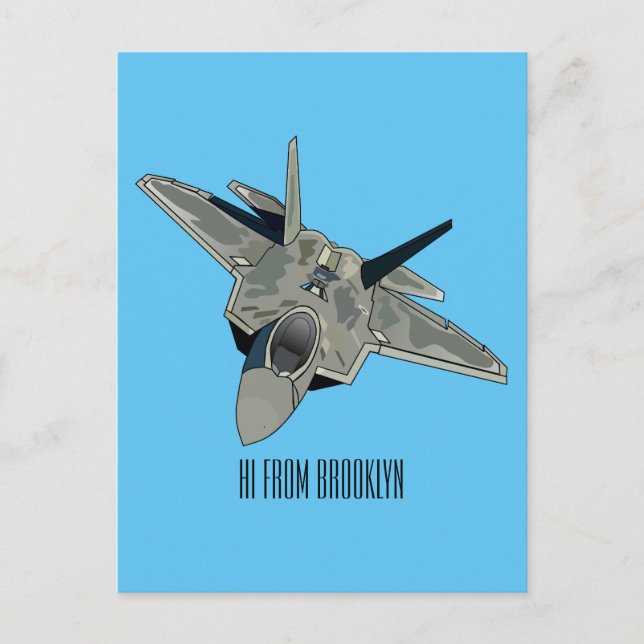 Fighter aircraft cartoon illustration postcard (Front)