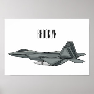 Fighter aircraft cartoon illustration  poster