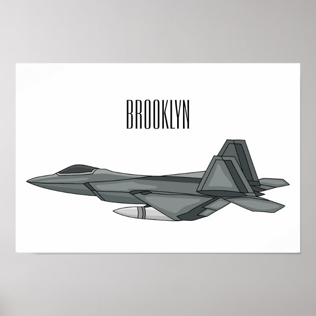 Fighter aircraft cartoon illustration  poster (Front)