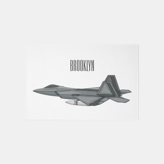Fighter aircraft cartoon illustration rug (Front)