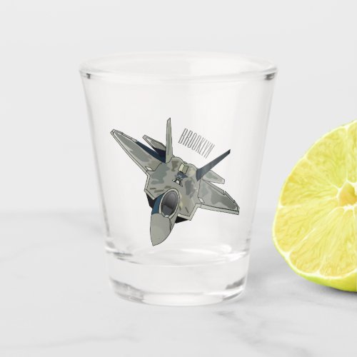 Fighter aircraft cartoon illustration shot glass