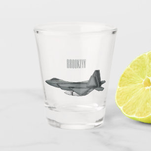 Fighter aircraft cartoon illustration shot glass